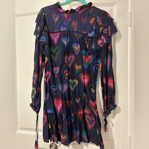 Farm Rio Ikat Dyed Hearts Mini Dress